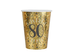 Papírpoharak 80. születésnapra 80 Sparkling - 270 ml - 10 db.