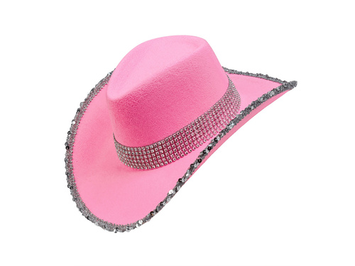 Rózsaszín flitteres cowboy kalap - 1 db.