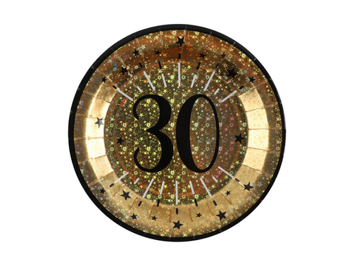 Csillogó 30. születésnapi tányérok - 22,5 cm - 10 db.