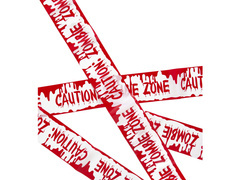 Vigyázat Zombie Zone szalagdíszítés - 7,2 m - 1 db.