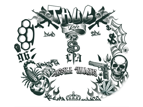 Thug Life tetoválás - 1 db.