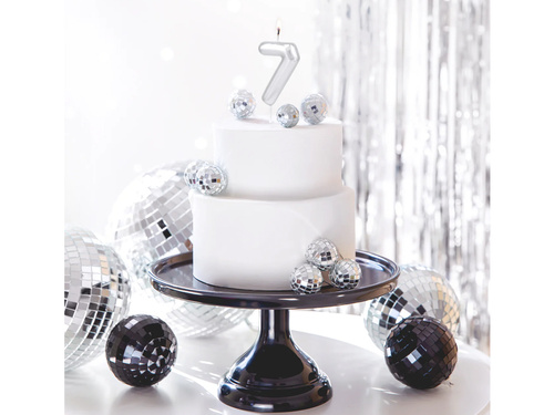 Fém ezüst számgyertya - 7 - 1 db.