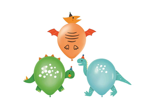 Latex léggömbök tartozékokkal Dinoszauruszok - 30 cm - 3 db.