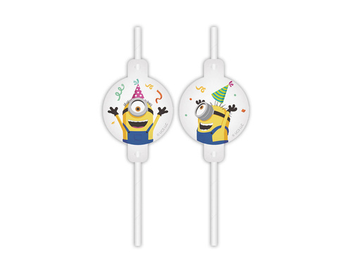 Minion születésnapi szívószálak - 4 db.