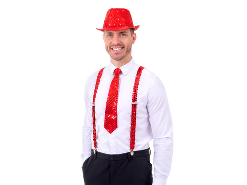 Flitteres nyakkendő - piros - 36 cm - 1 db.