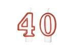 Számgyertyák piros szegéllyel - 40 - negyven - 2 db.