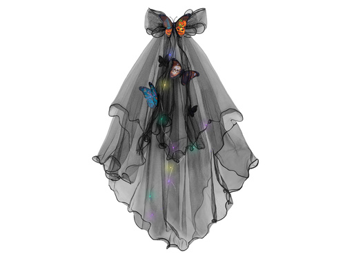 Fekete fátyol Sötét pillangó LED fényekkel - 1 db.