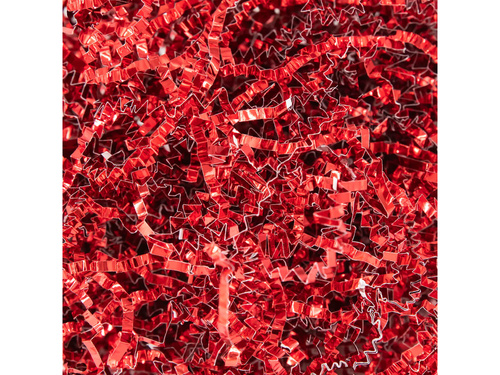 Fémezett hullámpapír ajándék töltőanyag - piros - 50 g