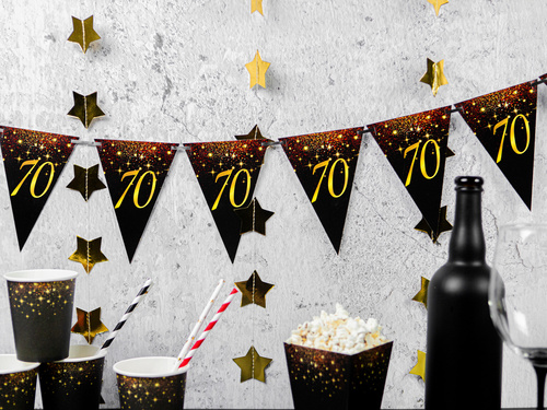 Csillogó zászlós banner 70. születésnapra - 5m