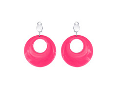 Clip fülbevaló Körök rózsaszín neon