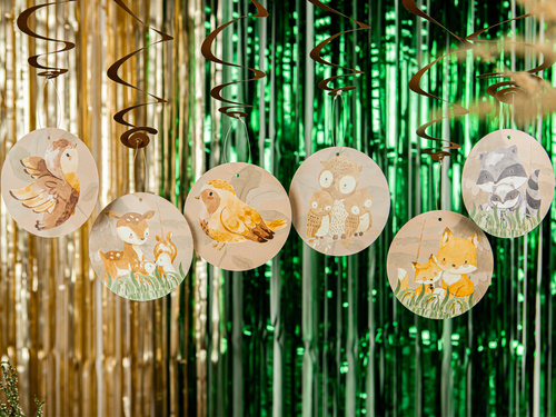 Függő születésnapi dekoráció Erdei állatok - 6 db.