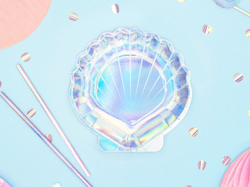 Sellő papírtányér - Irizáló kagyló - 18,5 cm - 6 db.