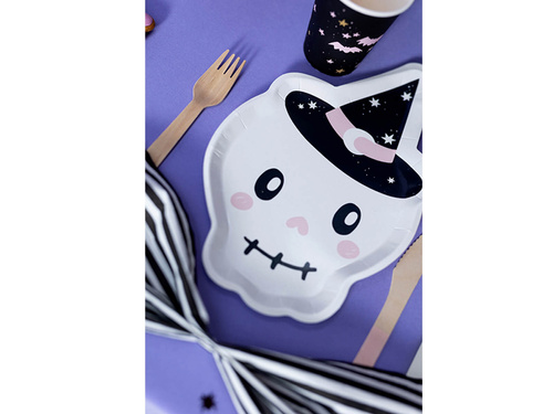 Halloween papírtányérok Koponya - 18 x 27 cm - 6 db.