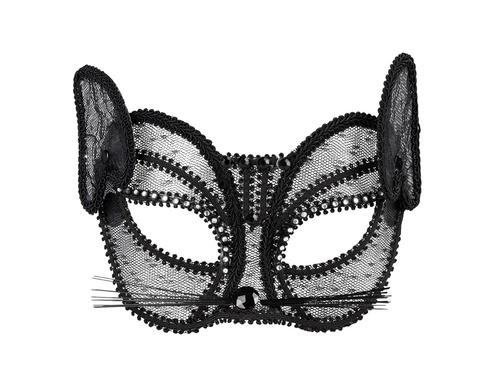 Fekete macska farsangi maszk flitterekkel - 1 db.