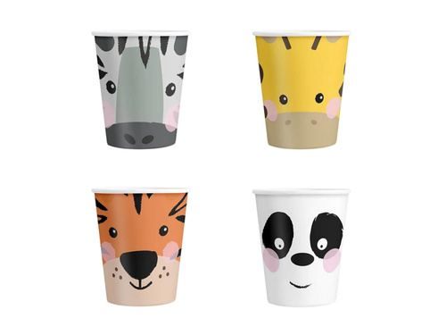 Készlet poharak + papírtányérok Állatok - 8 db.