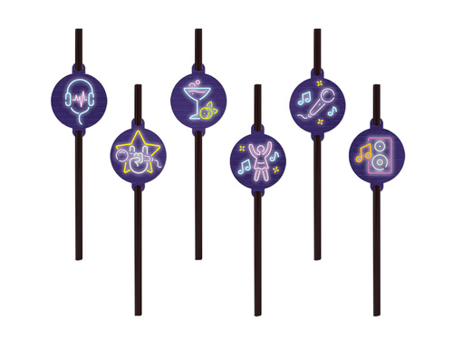 Disco Neon papír szívószálak - 6 db.