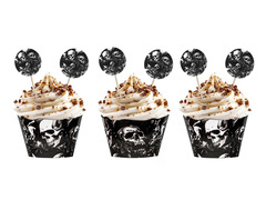 Cupcake dekoráció készlet Kísérteties koponyák - 12 db.