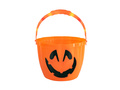 Narancssárga tökös vödör világító fogantyúval Halloweenre - 22,5 x 16 cm - 1 db.