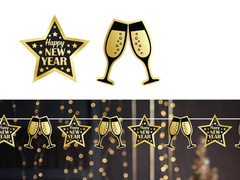 Szilveszteri poharak Boldog új évet füzér - 300 cm - 1 db.