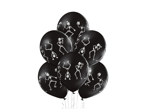 Halloween latex csontváz lufi - 30 cm - 6 db.