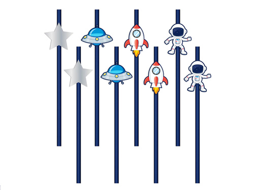 Kozmosz születésnapi szívószálak - 8 db.