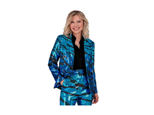 Party Fashion party kabát - kék flitterek hullámos mintával