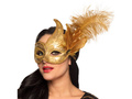 Golden Lady farsangi maszk tollakkal - 1 db.