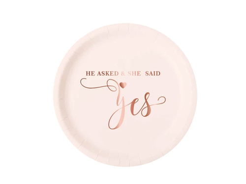 Papírtányérok női estére Igent mondott rózsaszín - 18 cm - 6 db.