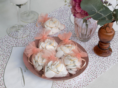 Lány organza táskák rózsaszín - 7,5 x 10 cm - 6 db.