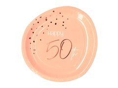 Boldog 50. barackos születésnapot tányérok - 23 cm - 8 db.