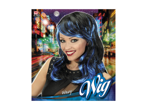 Hullámos paróka kék kiemelésekkel