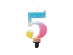 Pasztell ombre számgyertya - 5 - öt