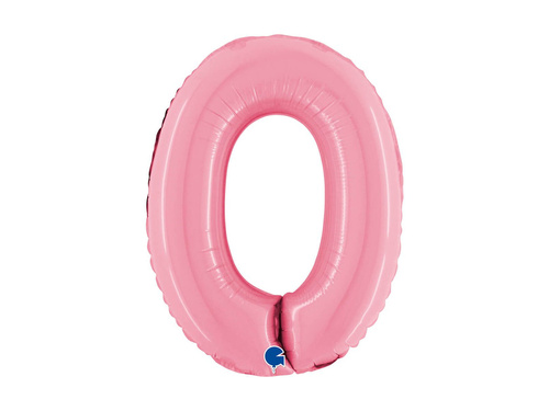 Fólia léggömb szám 0 pasztell rózsaszín - 14" - 1 db.
