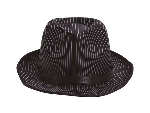 Fekete csíkos gengszterkalap csövekkel - 1 db.