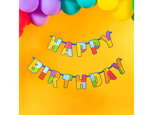 Boldog születésnapot banner Blokkok 180cm - 1 db.