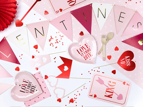 Fémes piros szív konfetti - 2,5 cm - 10 g