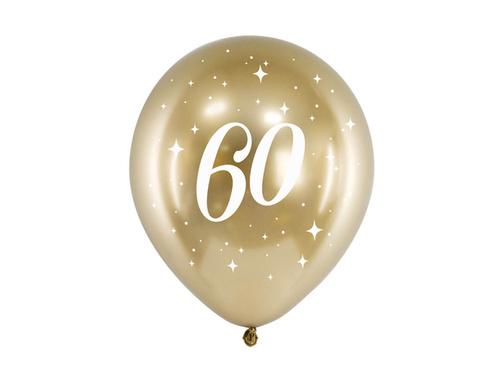 Fényes arany latex lufi 60-as számmal - 30 cm - 6 db.