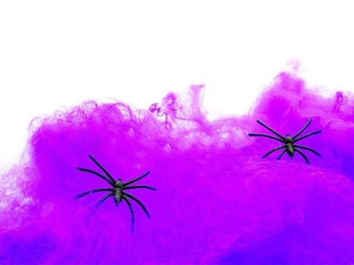 Lila pókháló 2 pókkal - Halloween háló - 60g.