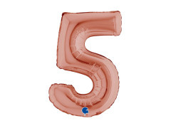 Fólia lufi szám 5 arany rózsaszín - 14" - 1 db.