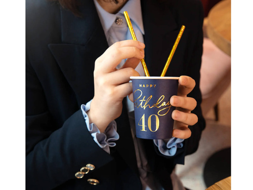 Negyvenedik születésnapi papírpoharak tengerészkék - 220 ml - 6 db.