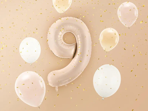 Fólia léggömb 9-es szám sötétbézs - 72 cm - 1 db.