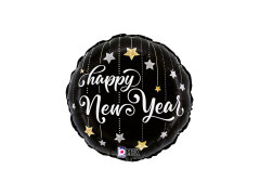 Boldog új évet fólialufi csillagokkal - 14" - 1 db.