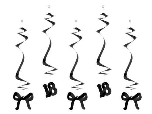 Lógó dekorációs örvények 18. születésnapi party íjakhoz - 5 db.