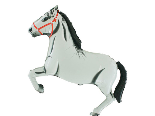 Fehér fóliából készült ló lufi - 105 x 74 cm - 1 db.