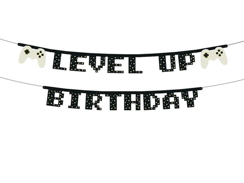 Level up Gamer születésnapi banner - 250 cm - 1 db.