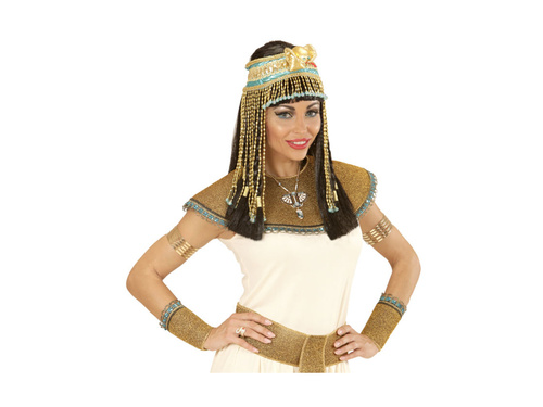 Exkluzív egyiptomi fejdísz kígyóval és gyöngyökkel