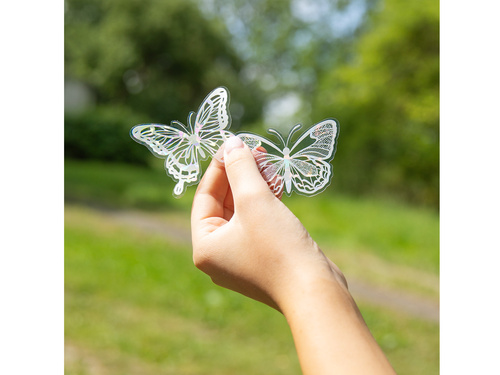 Fehér holografikus pillangó matricák - 12 db.