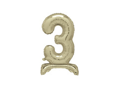 Fólia lufi álló 3-as szám arany - 76 cm - 1db.