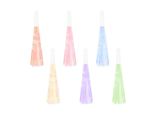 Trombitasípok kibontva, színes rojtokkal - 6 db