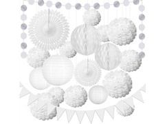 Fehér dekorációs készlet - 18 db.